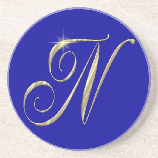 金ゴールドモノグラムNイニシャル商品 コースター (正面)