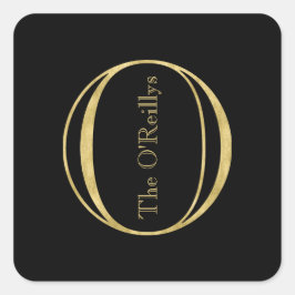 金ゴールドモノグラムOおよび任意の色の名前 スクエアシール