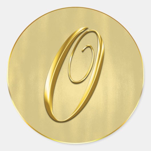 金ゴールドモノグラムOシール結婚式招待状ホリデイ ラウンドシール (正面)