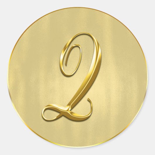 金ゴールドモノグラムQシール結婚式招待状ホリデイ ラウンドシール (正面)