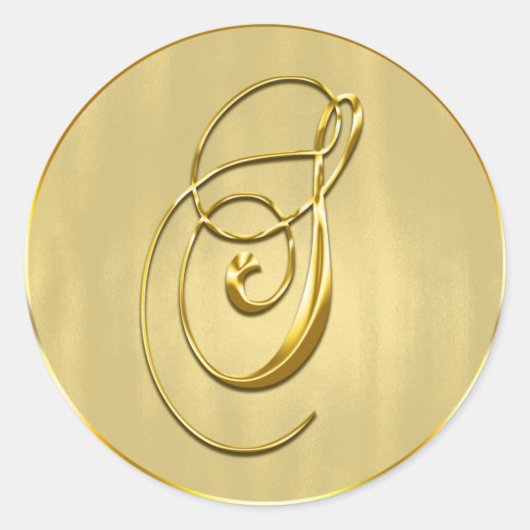 金ゴールドモノグラムSシール結婚式招待状ホリデイ ラウンドシール (正面)