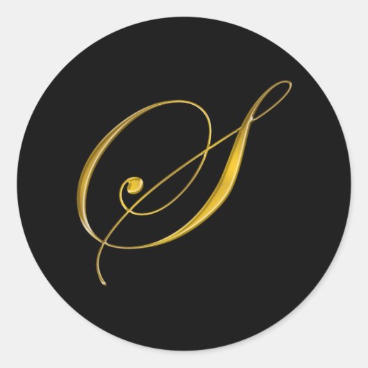 金ゴールドモノグラムS封筒用シールステッカーラベル ラウンドシール (正面)
