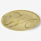 金ゴールドモノグラムW結婚ズカスタムモノグラム結婚式 ペーパープレート (アングル)