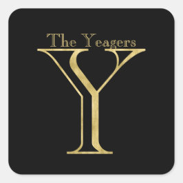 金ゴールドモノグラムYおよび任意の色の名前 スクエアシール