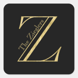 金ゴールドモノグラムZおよび任意の色の名前 スクエアシール