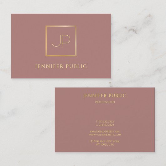 金ゴールドモノグラモダンムテンプレートプロフェッショナルラグジュアリ 名刺 (正面/裏面)