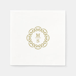 金ゴールドモノグラ結婚ム病 スタンダードカクテルナプキン