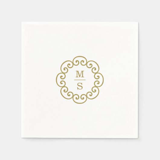 金ゴールドモノグラ結婚ム病 スタンダードカクテルナプキン (正面)