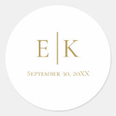 金ゴールドモノグ結婚ラムのイニシャル日付封筒用シール ラウンドシール (正面)