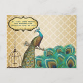 金ゴールドモロッコタイルピーコックバードケージ日付を保存 案内ポストカード (裏面)