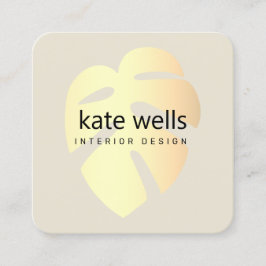 金ゴールドモンスタートロピカルリーフインテリアデコレーター スクエア名刺