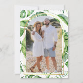 金ゴールドモンステラトロピカルパーム写真ブライダルシャワー 招待状 (裏面)