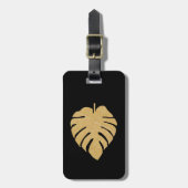 金ゴールドモンステラプリント ラゲッジタグ (正面縦)