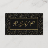 金ゴールドモンステラ結婚リーフrsvpエンクロージャ エンクロージャーカード (正面)