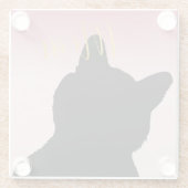 金ゴールドモー子猫赤面ピンクグラデーション ガラスコースター (裏面)