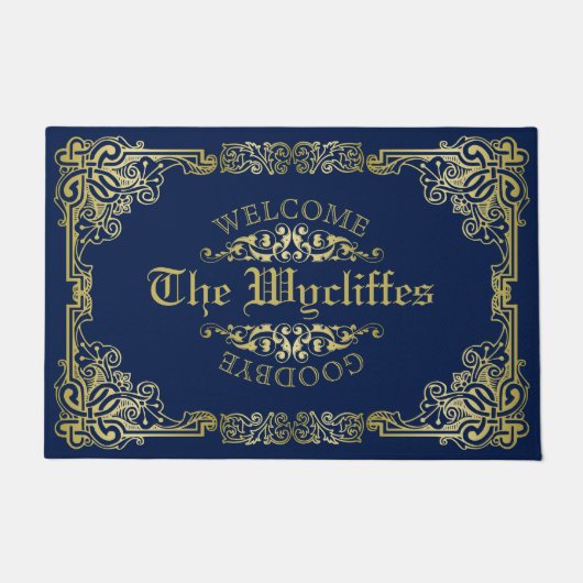 金ゴールドモ華美ノグラム背景色の選択 ドアマット (正面)