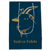 金ゴールドヤギonネイビーブルー ミディアムペーパーバッグ (裏面)