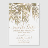 金ゴールドヤシの木の葉の熱帯白の日付を保存 (正面)