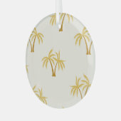 金ゴールドヤシの木：熱帯繊維。 ガラスオーナメント (正面左)