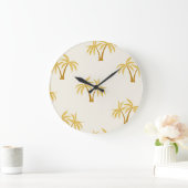 金ゴールドヤシの木：熱帯繊維。 ラージ壁時計 (ホーム)