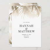 金ゴールドヤシの葉は日付を保存結婚する セーブザデート (正面/裏面)