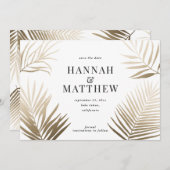 金ゴールドヤシの葉は日付を保存結婚する セーブザデート (正面/裏面)