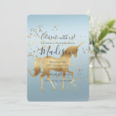 金ゴールドユニコーンアクアバグラデーションースデー 招待状 (スタンド正面)