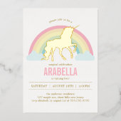 金ゴールドユニコーンガールズバースデーパーティー招待状 箔招待状 (正面)