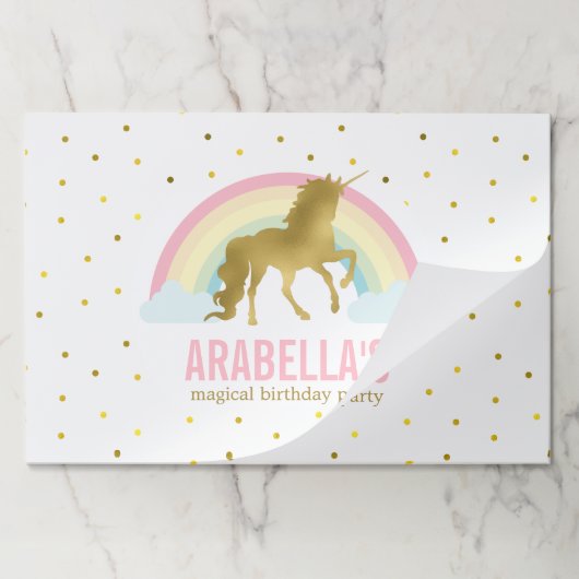 金ゴールドユニコーンガールズバースデーパーティー ペーパーパッド (折り畳み)