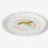 金ゴールドユニコーンガールズバースデーパーティー ペーパープレート (アングル)