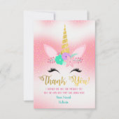 金ゴールドユニコーンフローラありがとうノートカード サンキューカード (正面)