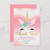 金ゴールドユニコーンフローラありがとうノートカード サンキューカード (正面/裏面)