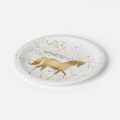 金ゴールドユニコーン誕生日 ペーパープレート (アングル)