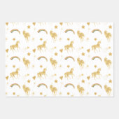 金ゴールドユニコーン誕生日 ラッピングペーパーシート (正面3)