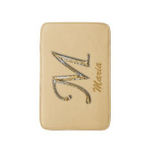 金ゴールドユニークシルバーレターMモノグラムイニシャル バスマット (正面縦)