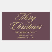 金ゴールドユニークタイポグラフィメリークリスマスホリデイ 長方形シール (正面)