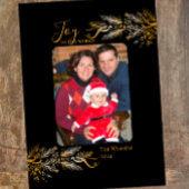 金ゴールドユニークブラックエレガントジョイChristmas写真 シーズンカード
