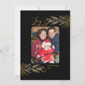 金ゴールドユニークブラックエレガントジョイChristmas写真 シーズンカード (正面)