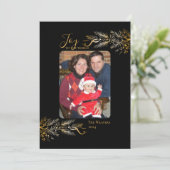 金ゴールドユニークブラックエレガントジョイChristmas写真 シーズンカード (スタンド正面)
