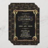 金ゴールドユニークブラック素晴らしギャツビー50歳と素晴らしい 招待状 (正面/裏面)