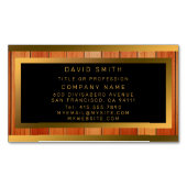 金ゴールドユニークラグジュアリーウッド マグネット名刺 (正面)