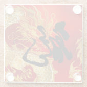 金ゴールドユニークレッド・ドラゴン新中国の年 ガラスコースター (裏面)