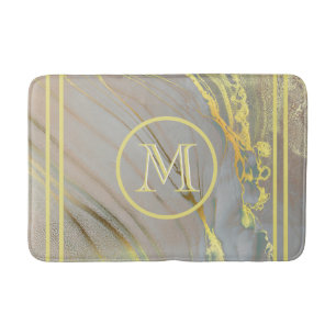 金ゴールドユニーク抽象芸術カスタムモノグラム バスマット