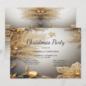金ゴールドユニーク装飾クリスマスパーティの招待状 招待状 (正面/裏面)