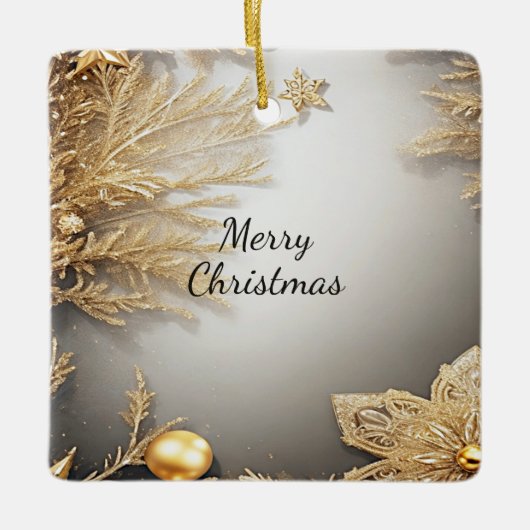 金ゴールドユニーク装飾クリスマスホリデーオーナメント セラミックオーナメント (正面)