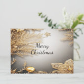 金ゴールドユニーク装飾ホリデークリスマスカード シーズンカード (スタンド正面)