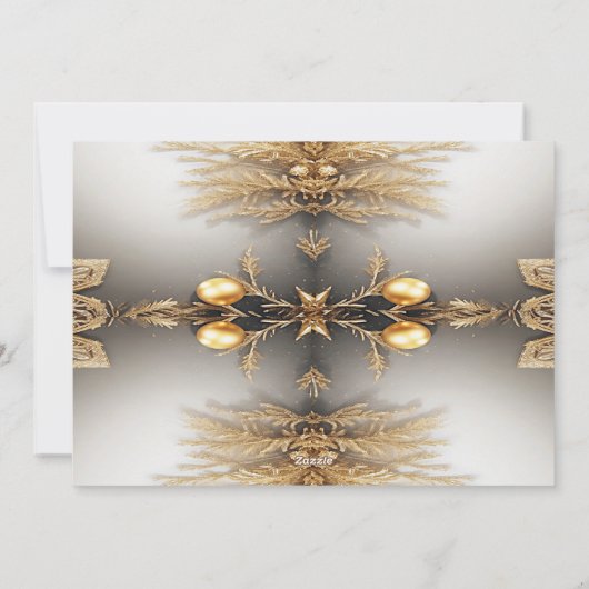 金ゴールドユニーク装飾ホリデークリスマスカード シーズンカード (裏面)