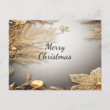 金ゴールドユニーク装飾ホリデークリスマスハガキ