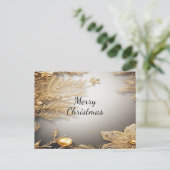 金ゴールドユニーク装飾ホリデークリスマスハガキ ポストカード (スタンド正面)