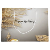 金ゴールドユニーク装飾ホリデー抱き枕 ラージペーパーバッグ (正面)